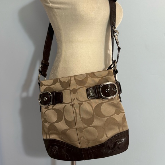 Coach Handbags - Coach Signature 2011 Tan and Brown Crossbody Bag